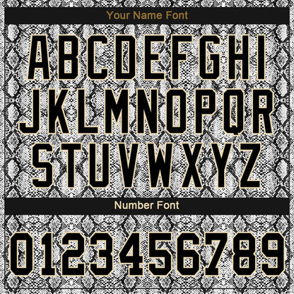 Custom Black Snakeskin Black-Old Gold 3D Pattern Design Authentic Baseball Jersey - Sky-Custom