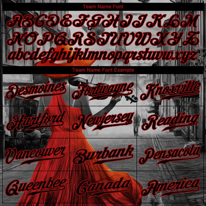 Custom Black Black-Red 3D Pattern Design A Girl With The Eiffel Tower Authentic Baseball Jersey - Sky-Custom