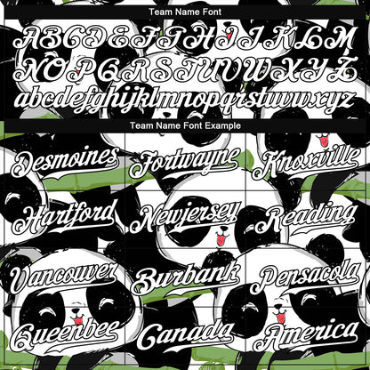 Custom Black White-Black 3D Pattern Design Pandas Authentic Baseball Jersey - Sky-Custom