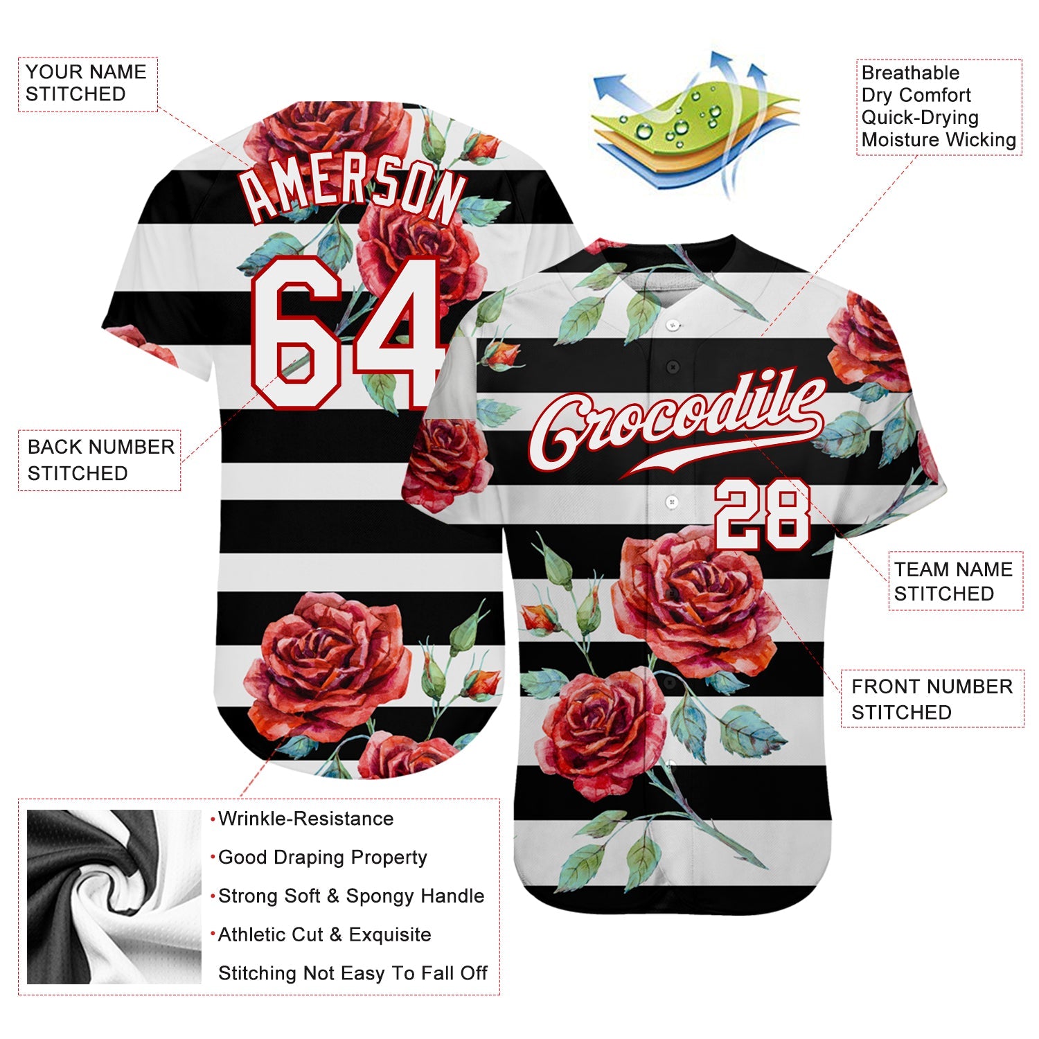 Custom Black White-Red 3D Pattern Design Mandalas Authentic Baseball Jersey - Sky-Custom