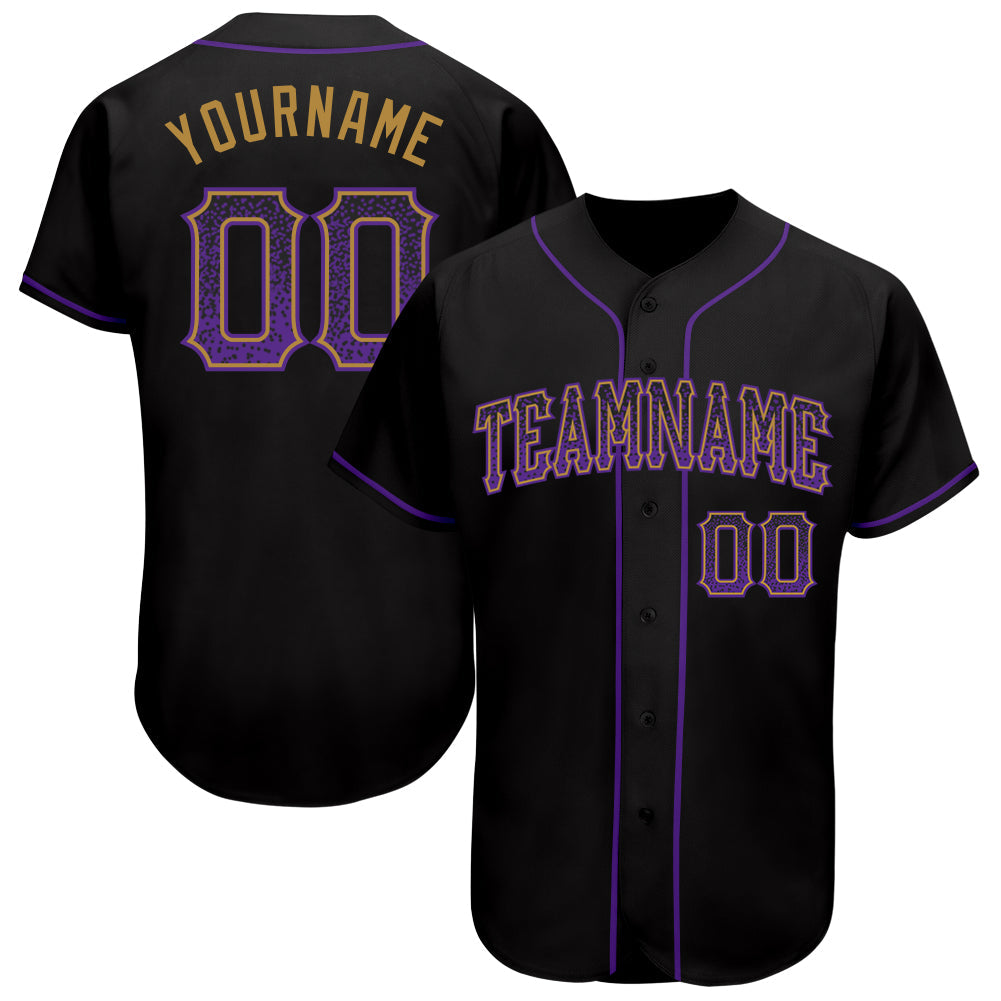 Custom Black Purple-Old Gold Authentic Drift Fashion Baseball Jersey - Sky-Custom