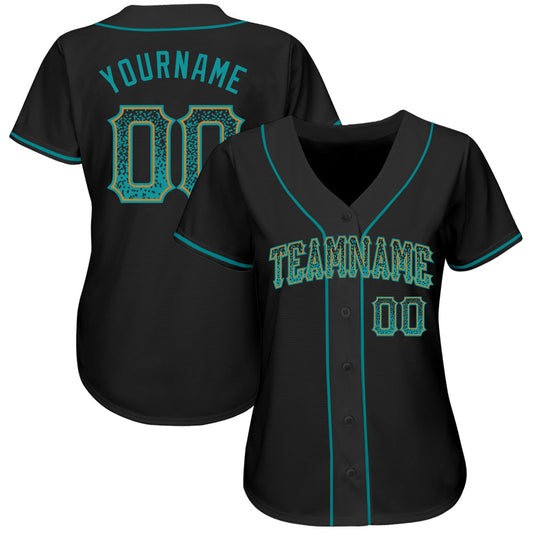 Custom Black Teal-Old Gold Authentic Drift Fashion Baseball Jersey - Sky-Custom
