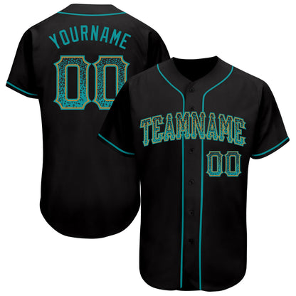 Custom Black Teal-Old Gold Authentic Drift Fashion Baseball Jersey - Sky-Custom