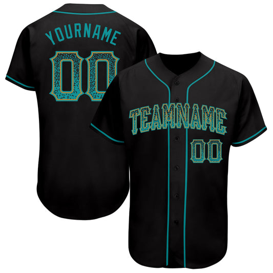 Custom Black Teal-Old Gold Authentic Drift Fashion Baseball Jersey - Sky-Custom