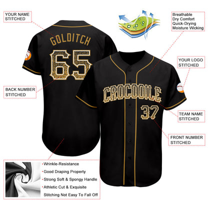 Custom Black Old Gold-White Authentic Drift Fashion Baseball Jersey - Sky-Custom