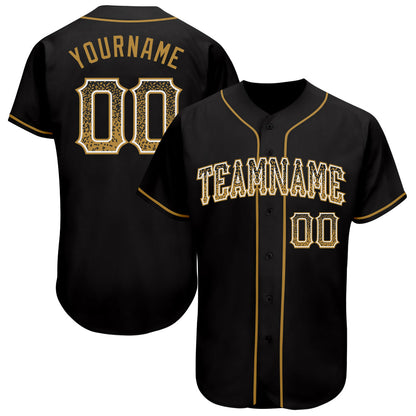 Custom Black Old Gold-White Authentic Drift Fashion Baseball Jersey - Sky-Custom