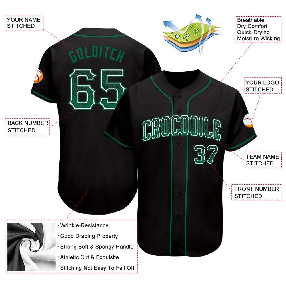 Custom Black Kelly Green-White Authentic Drift Fashion Baseball Jersey - Sky-Custom