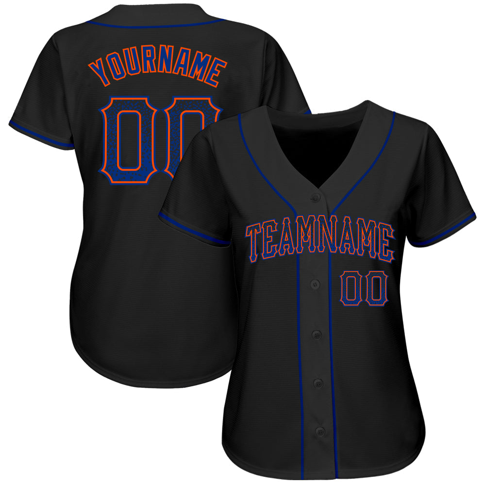 Custom Black Royal-Orange Authentic Drift Fashion Baseball Jersey - Sky-Custom
