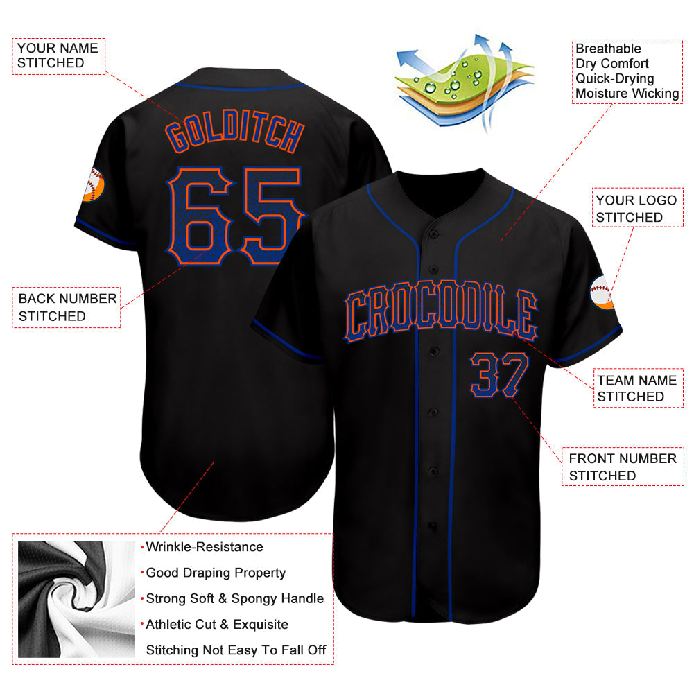 Custom Black Royal-Orange Authentic Drift Fashion Baseball Jersey - Sky-Custom