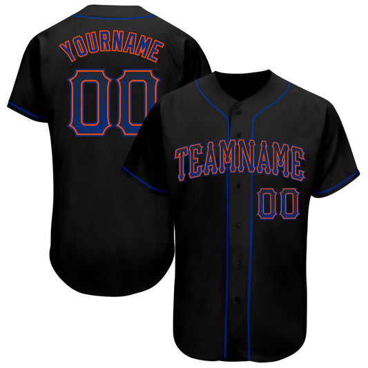 Custom Black Royal-Orange Authentic Drift Fashion Baseball Jersey - Sky-Custom