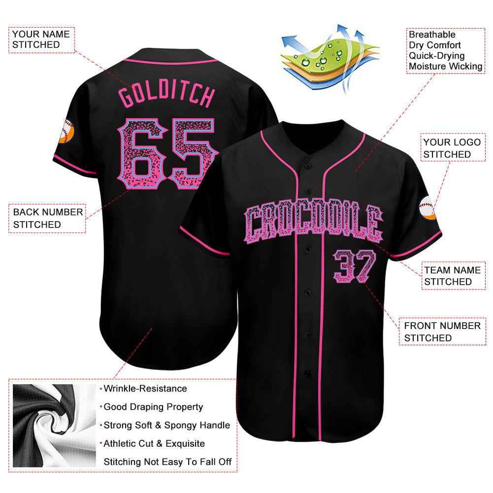 Custom Black Pink-Light Blue Authentic Drift Fashion Baseball Jersey - Sky-Custom