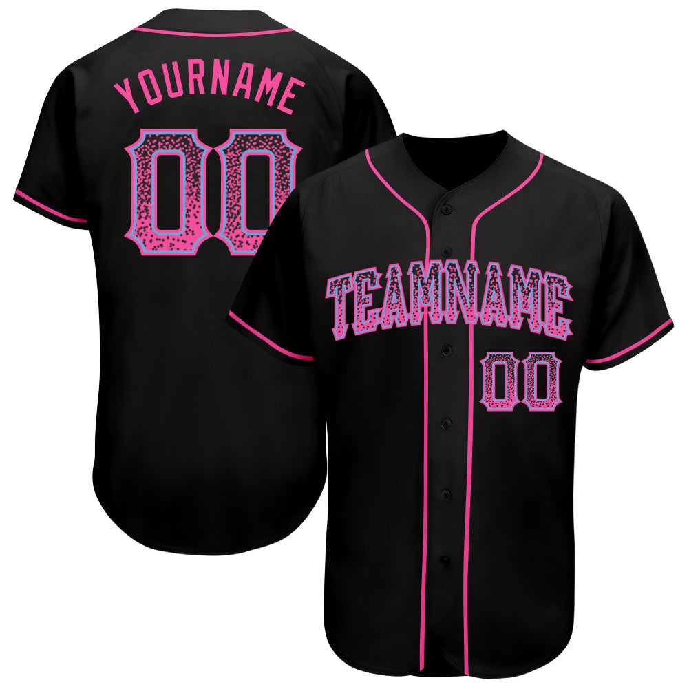 Custom Black Pink-Light Blue Authentic Drift Fashion Baseball Jersey - Sky-Custom