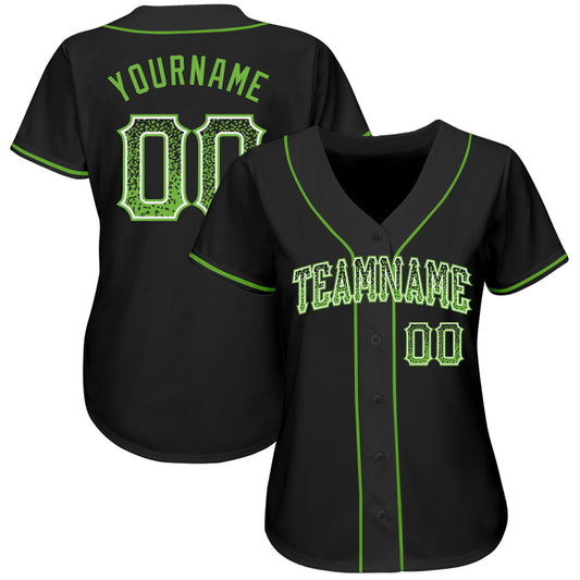 Custom Black Neon Green-White Authentic Drift Fashion Baseball Jersey - Sky-Custom
