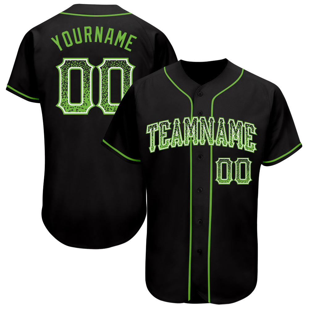 Custom Black Neon Green-White Authentic Drift Fashion Baseball Jersey - Sky-Custom