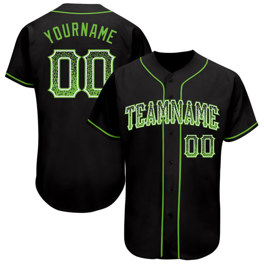 Custom Black Neon Green-White Authentic Drift Fashion Baseball Jersey - Sky-Custom