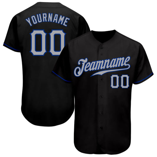Custom Black Gray-Royal Authentic Baseball Jersey - Sky-Custom