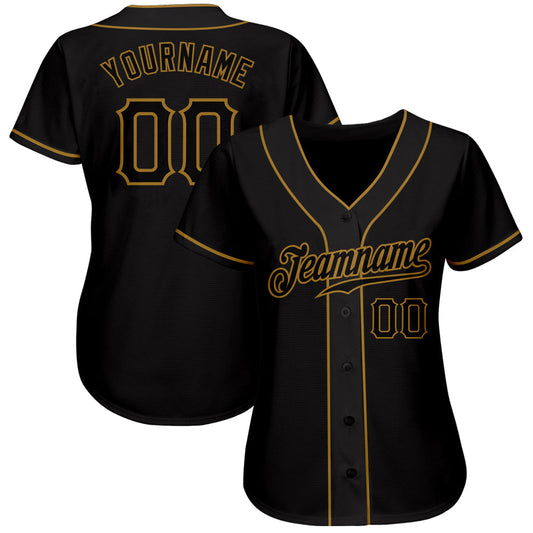 Custom Black Black-Old Gold Authentic Baseball Jersey - Sky-Custom