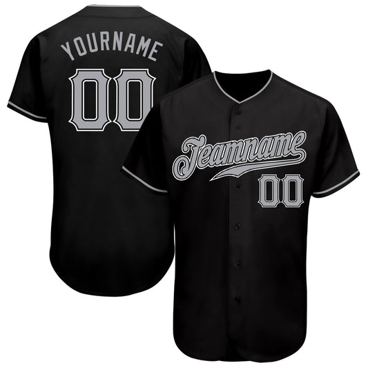 Custom Black Gray-White Authentic Baseball Jersey - Sky-Custom