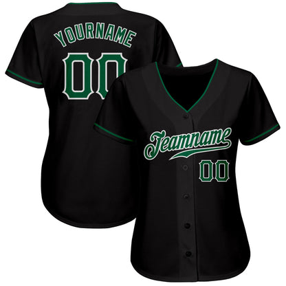 Custom Black Kelly Green-White Authentic Baseball Jersey - Sky-Custom