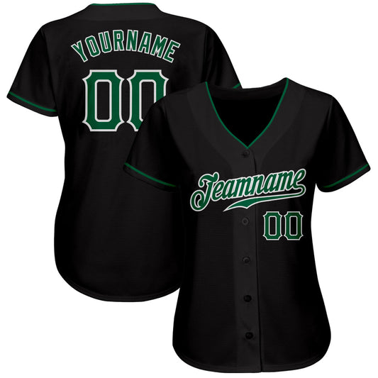 Custom Black Kelly Green-White Authentic Baseball Jersey - Sky-Custom