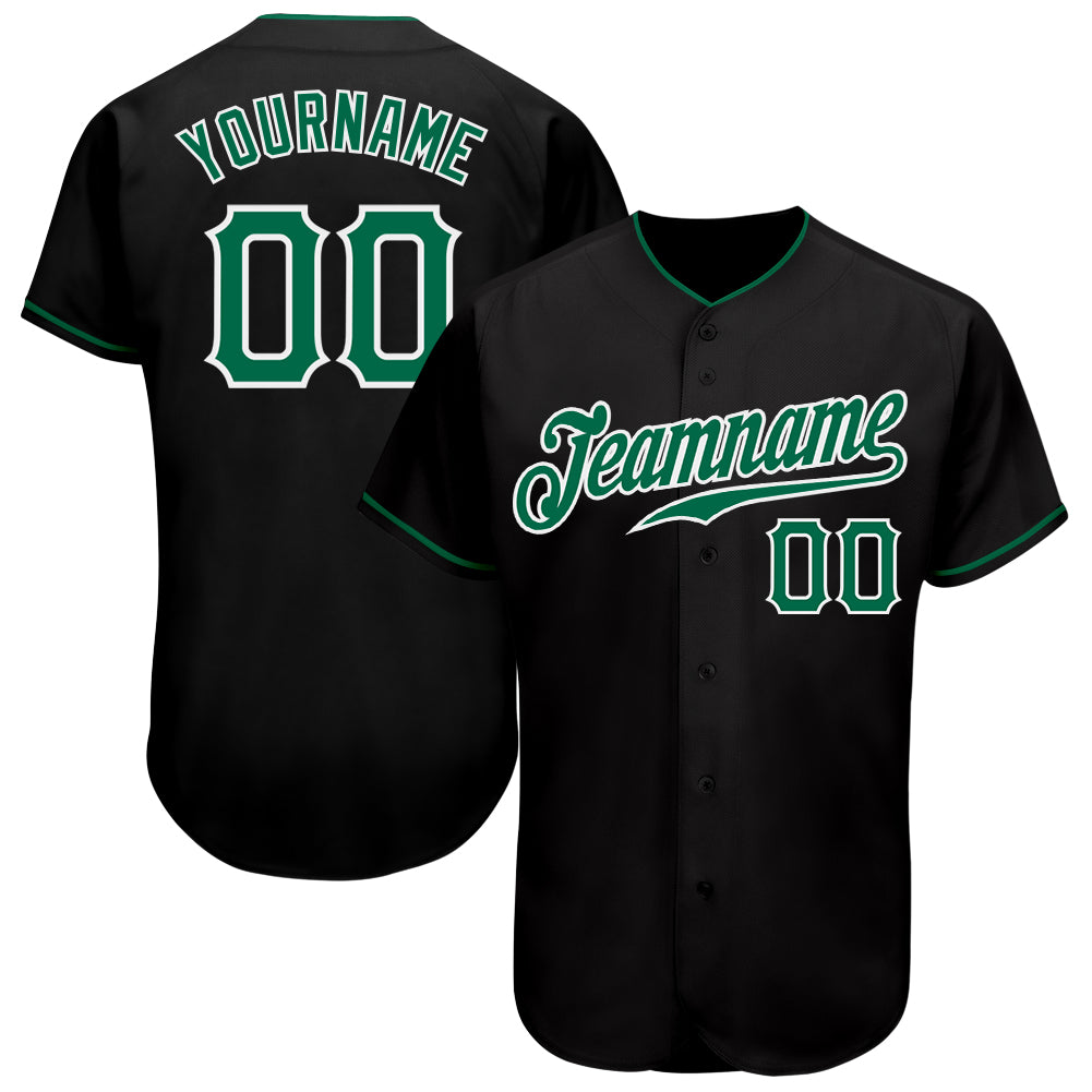 Custom Black Kelly Green-White Authentic Baseball Jersey - Sky-Custom