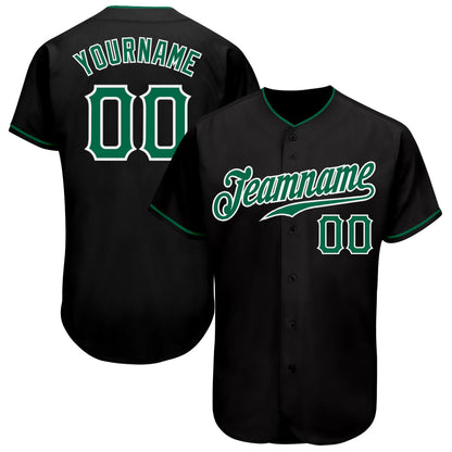 Custom Black Kelly Green-White Authentic Baseball Jersey - Sky-Custom