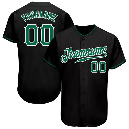 Custom Black Kelly Green-White Authentic Baseball Jersey - Sky-Custom