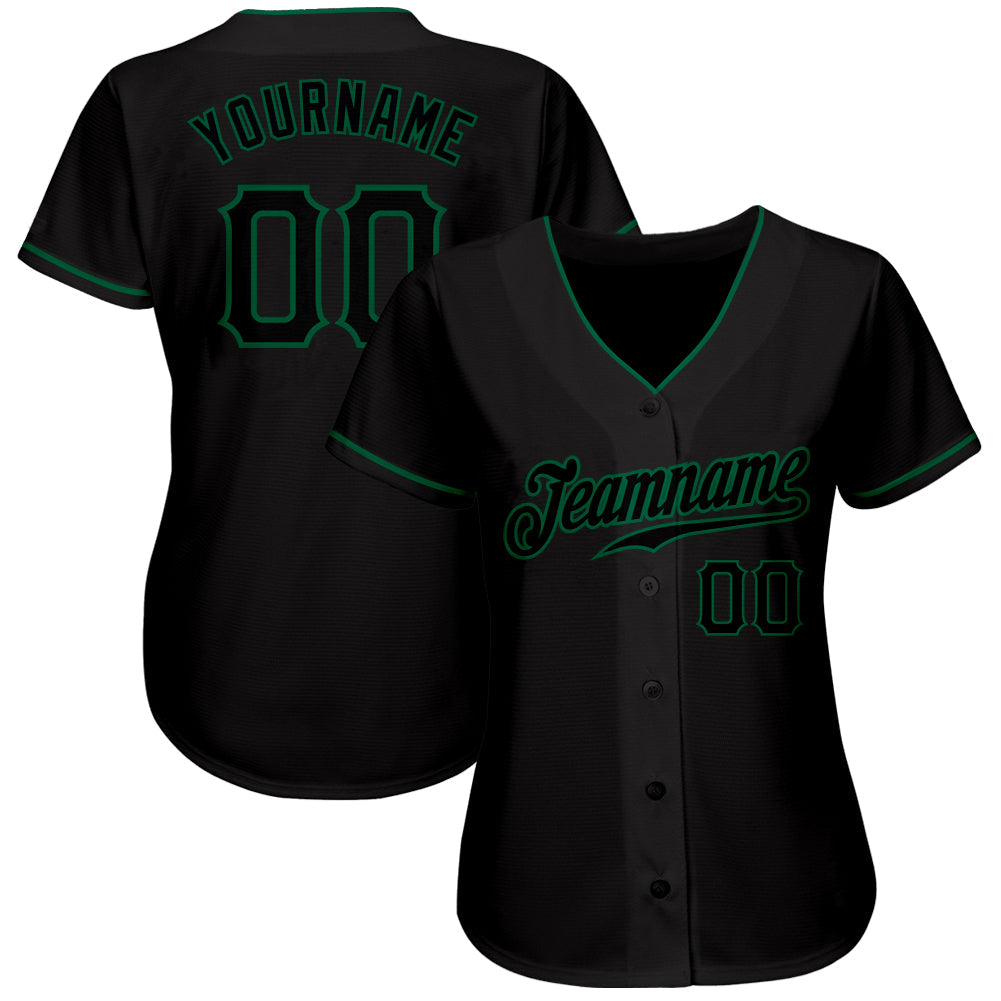 Custom Black Black-Kelly Green Authentic Baseball Jersey - Sky-Custom