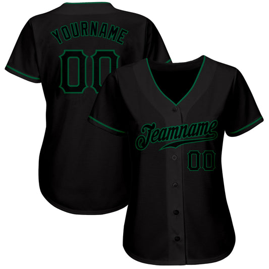 Custom Black Black-Kelly Green Authentic Baseball Jersey - Sky-Custom