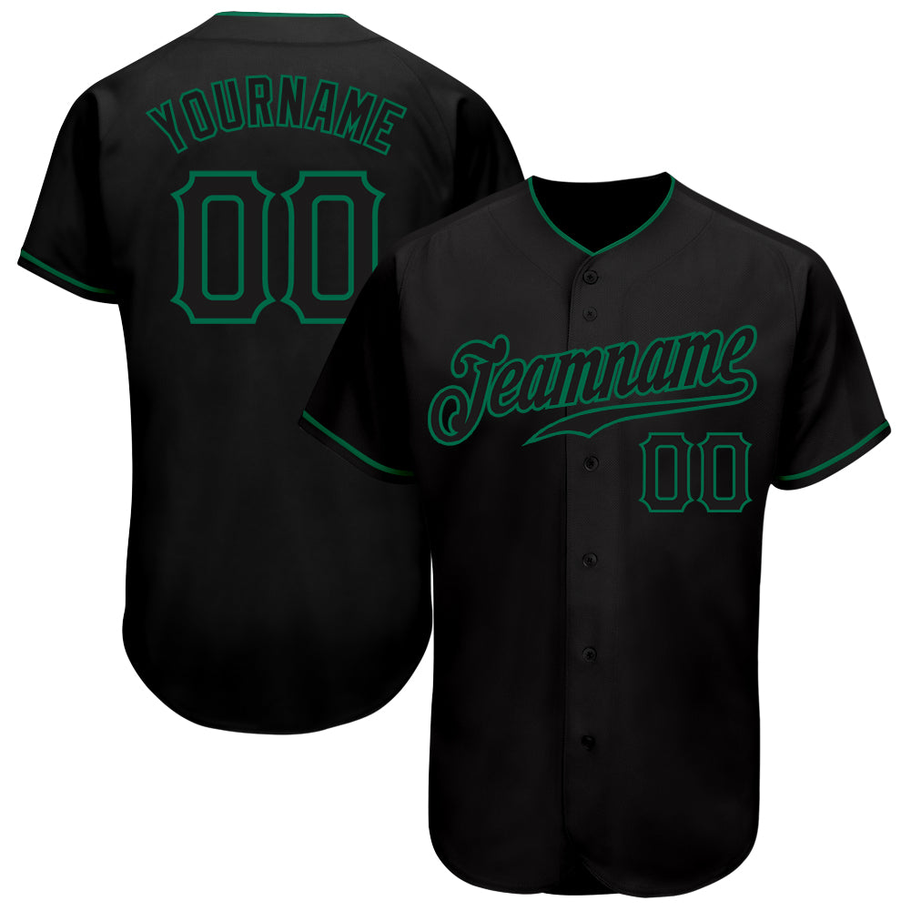 Custom Black Black-Kelly Green Authentic Baseball Jersey - Sky-Custom
