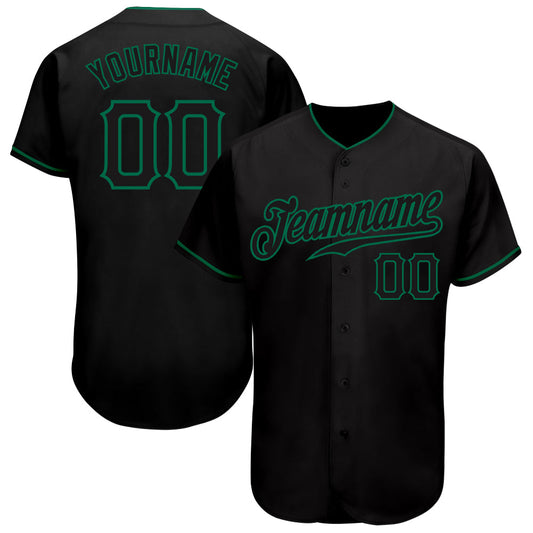 Custom Black Black-Kelly Green Authentic Baseball Jersey - Sky-Custom
