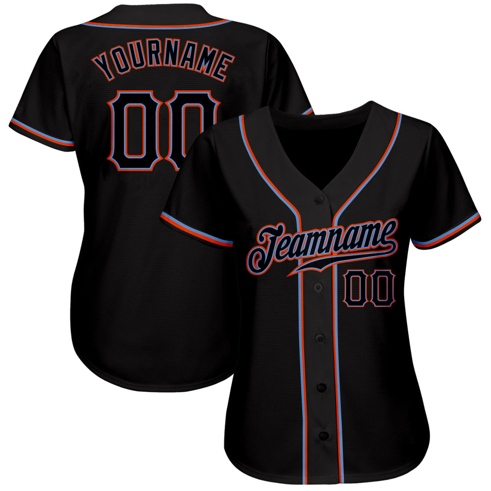 Custom Black Black-Orange Authentic Baseball Jersey - Sky-Custom