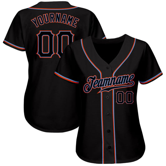 Custom Black Black-Orange Authentic Baseball Jersey - Sky-Custom