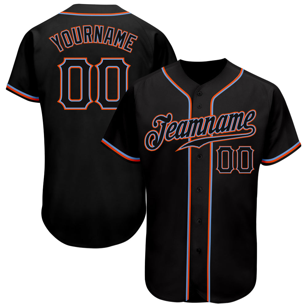 Custom Black Black-Orange Authentic Baseball Jersey - Sky-Custom