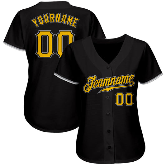 Custom Black Gold-Gray Authentic Baseball Jersey - Sky-Custom