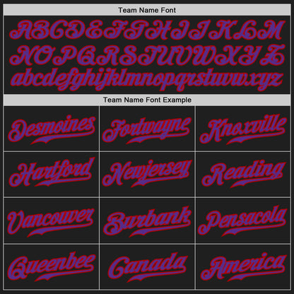Custom Black Gray Pinstripe Purple-Red Authentic Baseball Jersey - Sky-Custom