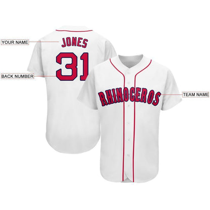 Custom White Red-Navy Baseball Jersey - Sky-Custom
