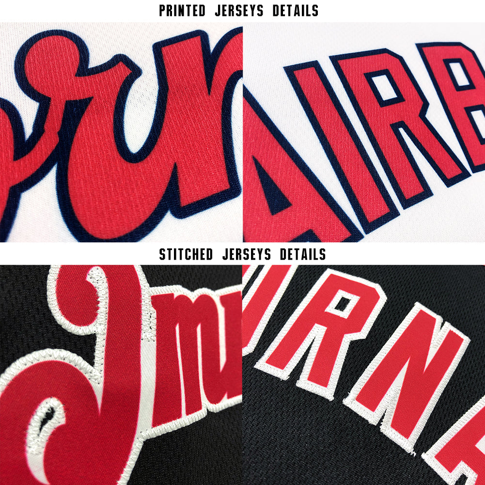 Custom White Red-Navy Baseball Jersey - Sky-Custom