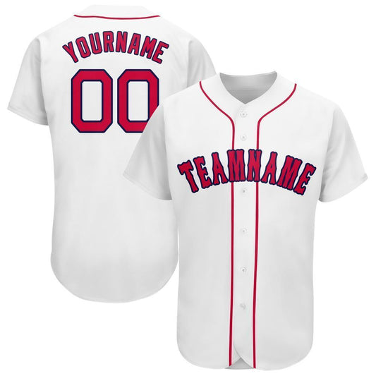 Custom White Red-Navy Baseball Jersey - Sky-Custom