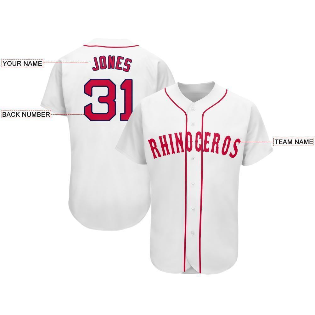 Custom White Red-Navy Baseball Jersey - Sky-Custom