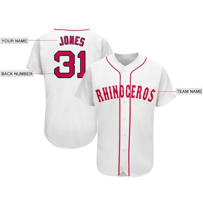 Custom White Red-Navy Baseball Jersey - Sky-Custom