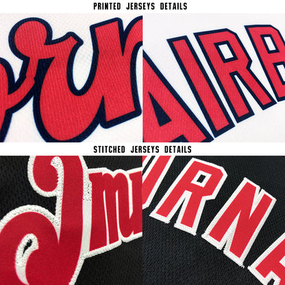 Custom White Red-Navy Baseball Jersey - Sky-Custom