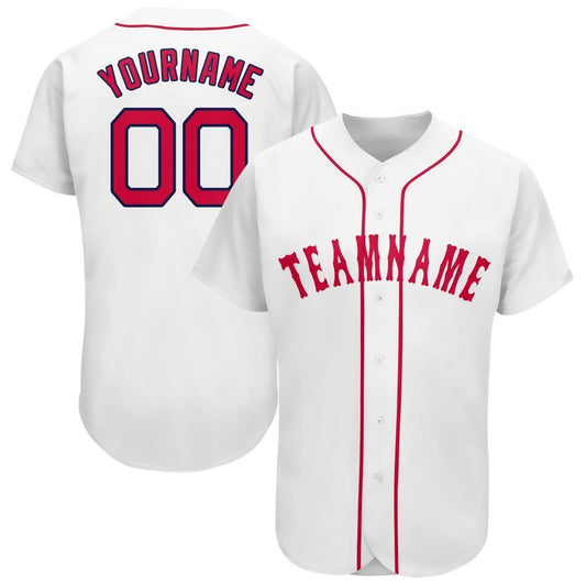 Custom White Red-Navy Baseball Jersey - Sky-Custom