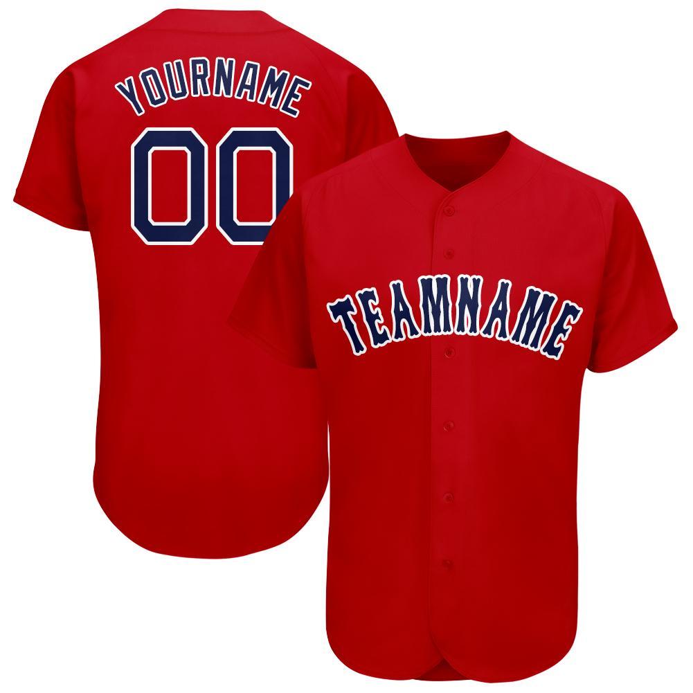 Custom Red Navy-White Baseball Jersey - Sky-Custom