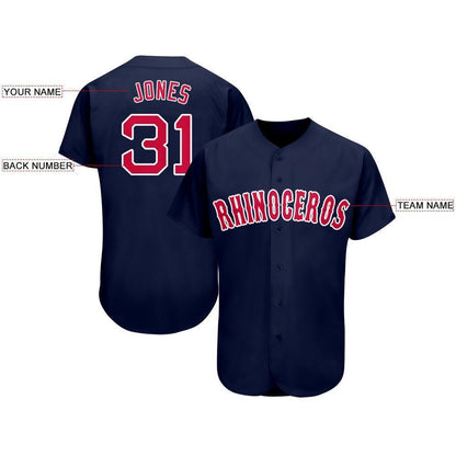 Custom Navy Red-White Baseball Jersey - Sky-Custom