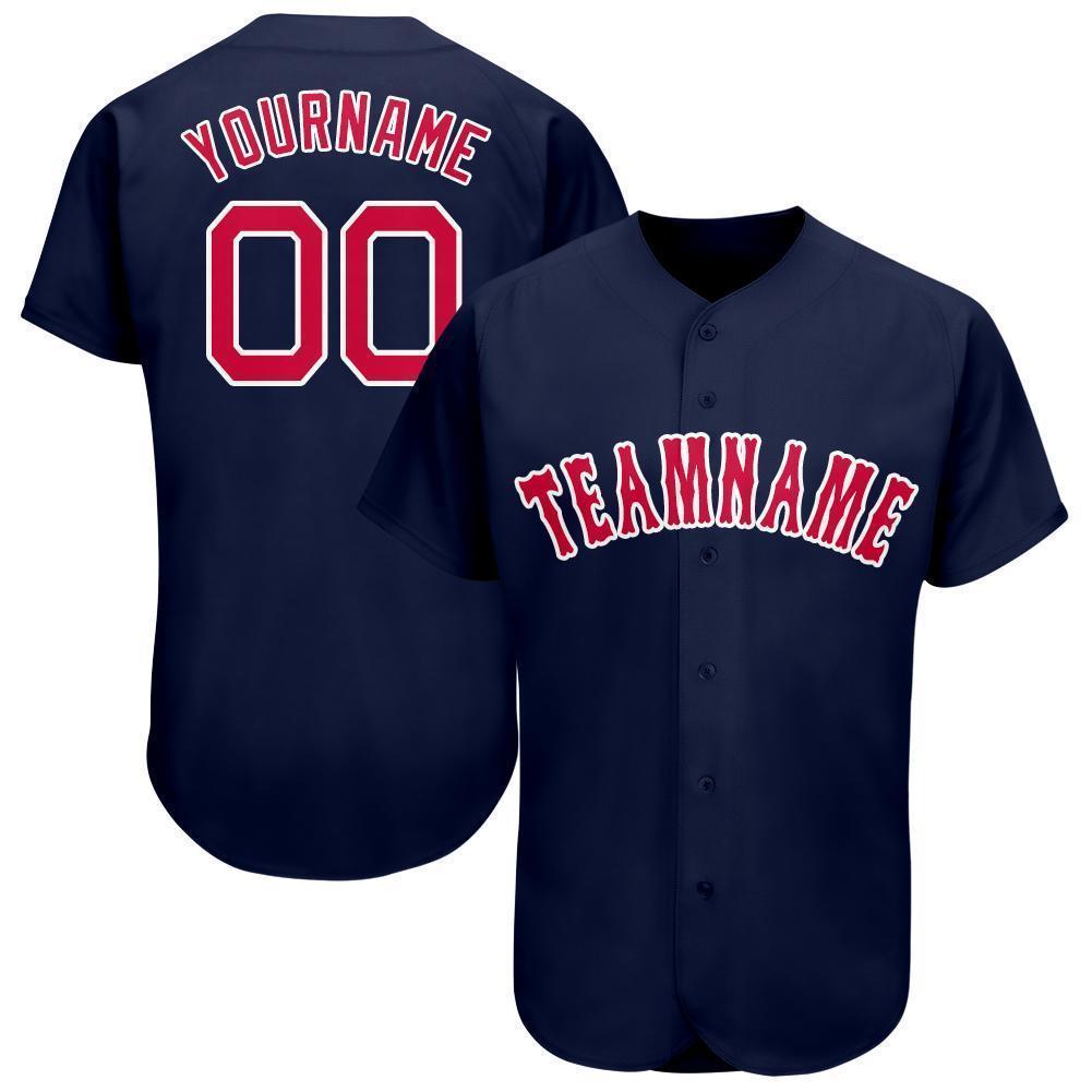 Custom Navy Red-White Baseball Jersey - Sky-Custom