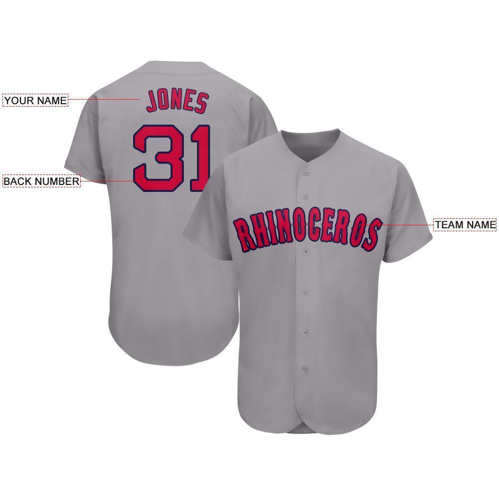 Custom Gray Red-Navy Baseball Jersey - Sky-Custom