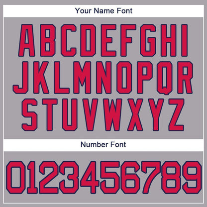 Custom Gray Red-Navy Baseball Jersey - Sky-Custom