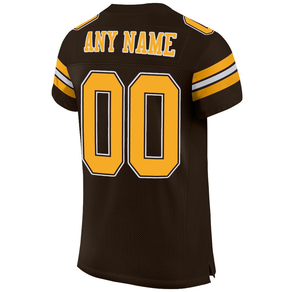 Custom Brown Gold-White Mesh Authentic Football Jersey - Sky-Custom