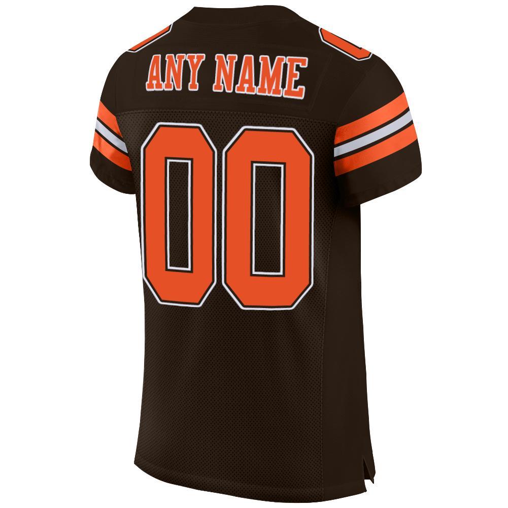 Custom Brown Orange-White Mesh Authentic Football Jersey - Sky-Custom